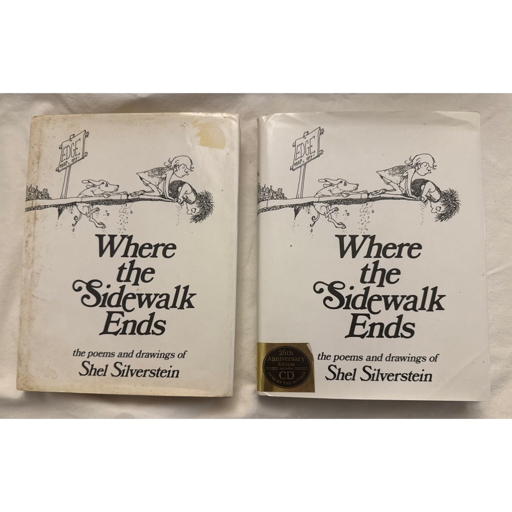 Lot Of 2 Shel Silverstein Hardback Book‎ Where The Sidewalk Ends 1974 & 25th Ann